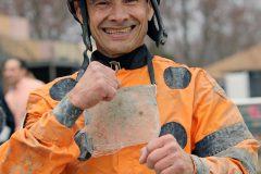 Angel Castillo after winning The Washington Crossing at Parx on March 7, 2022 aboard Bird King. Photo By: Chad B. Harmon
