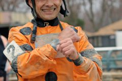 Angel Castillo after winning The Washington Crossing at Parx on March 7, 2022 aboard Bird King. Photo By: Chad B. Harmon
