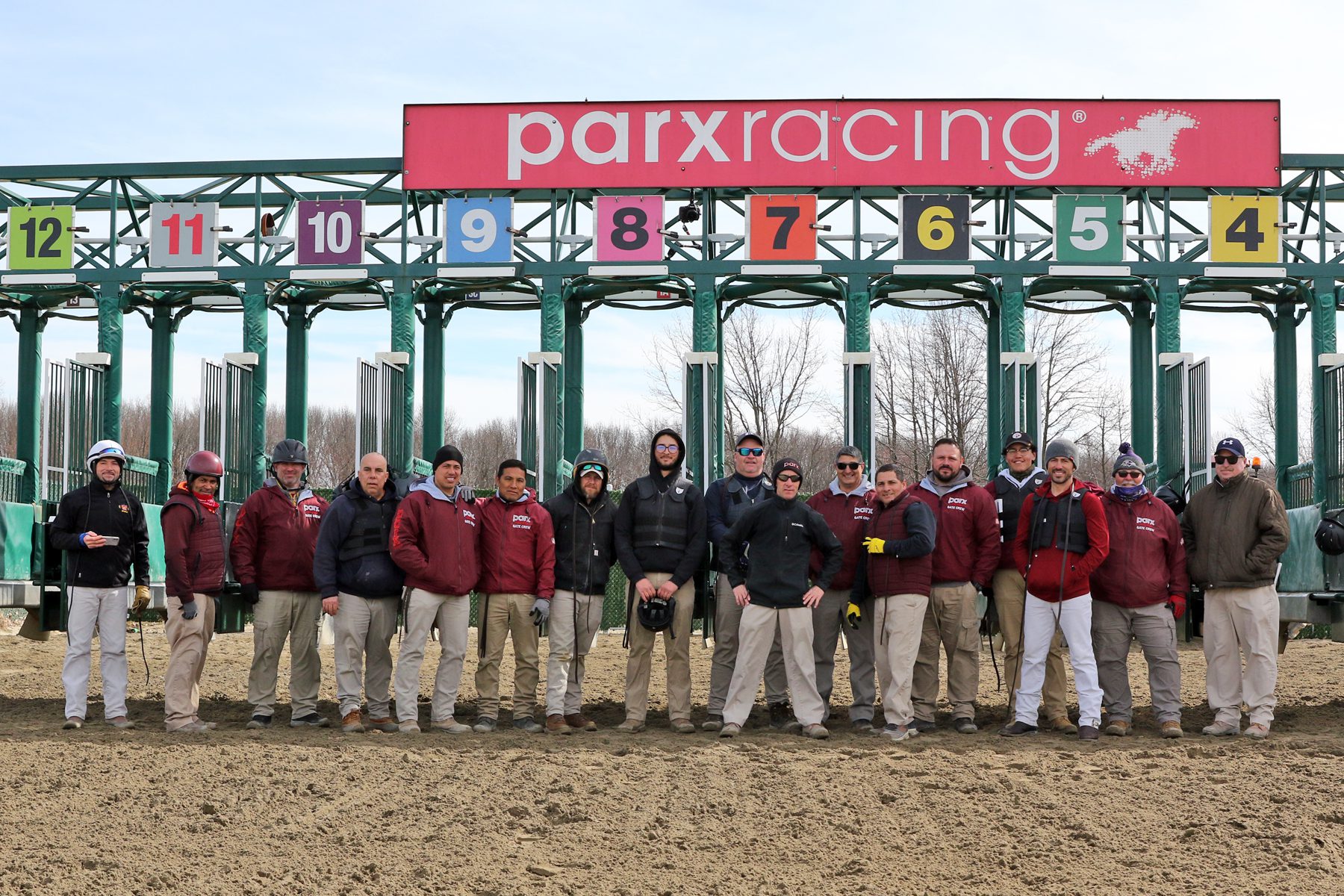 The starting gate crew at Parx on March 8, 2022. Photo By: Chad B. Harmon